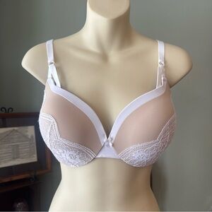 MAIDENFORM PADDED PUSH UP NUDE & WHITE BRA SIZE 36 D